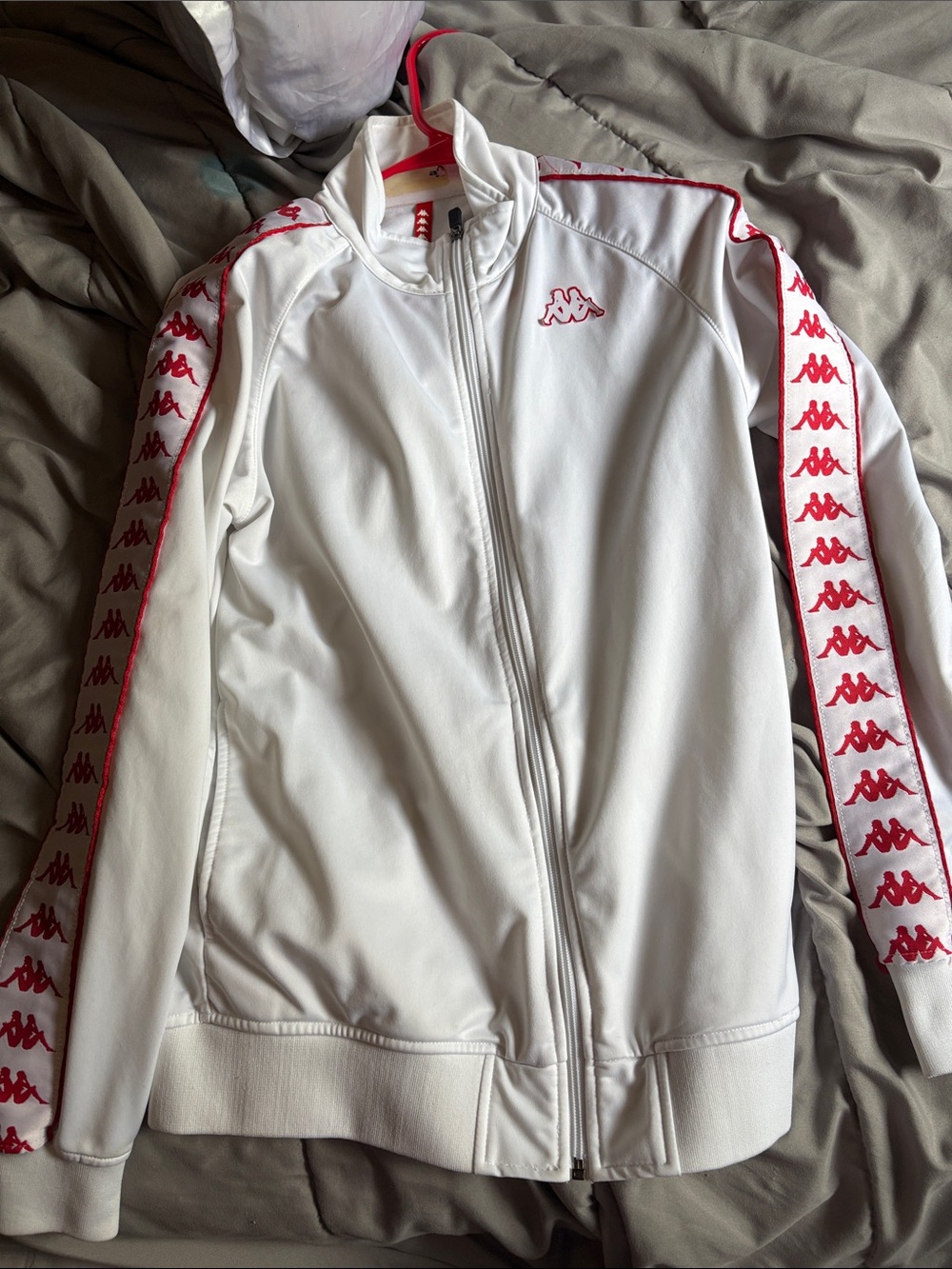 Kappa White Track Jacket with Red Logo Tape
